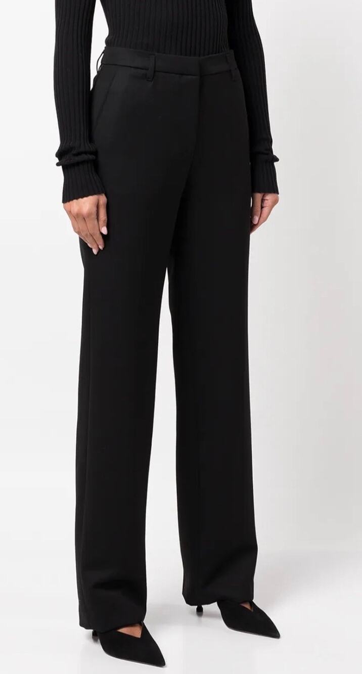 ANINE BING Wool Straight-leg Trousers Pant High Rise Black Women's 38 US 8